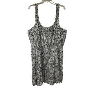 Banana Republic Factory NEW Tank Dress Ruffle Dots Summer Fun Black White XXL